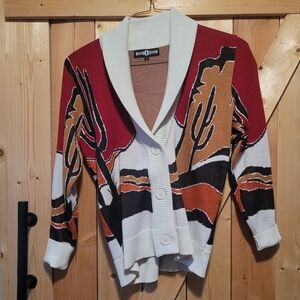 Rowdy Crowd Cactus Women's Western Cardigan - Red, White, Brown, and Orange